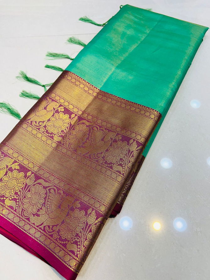 Plain tissue Smooth Weaving Silk Sarees Catalog